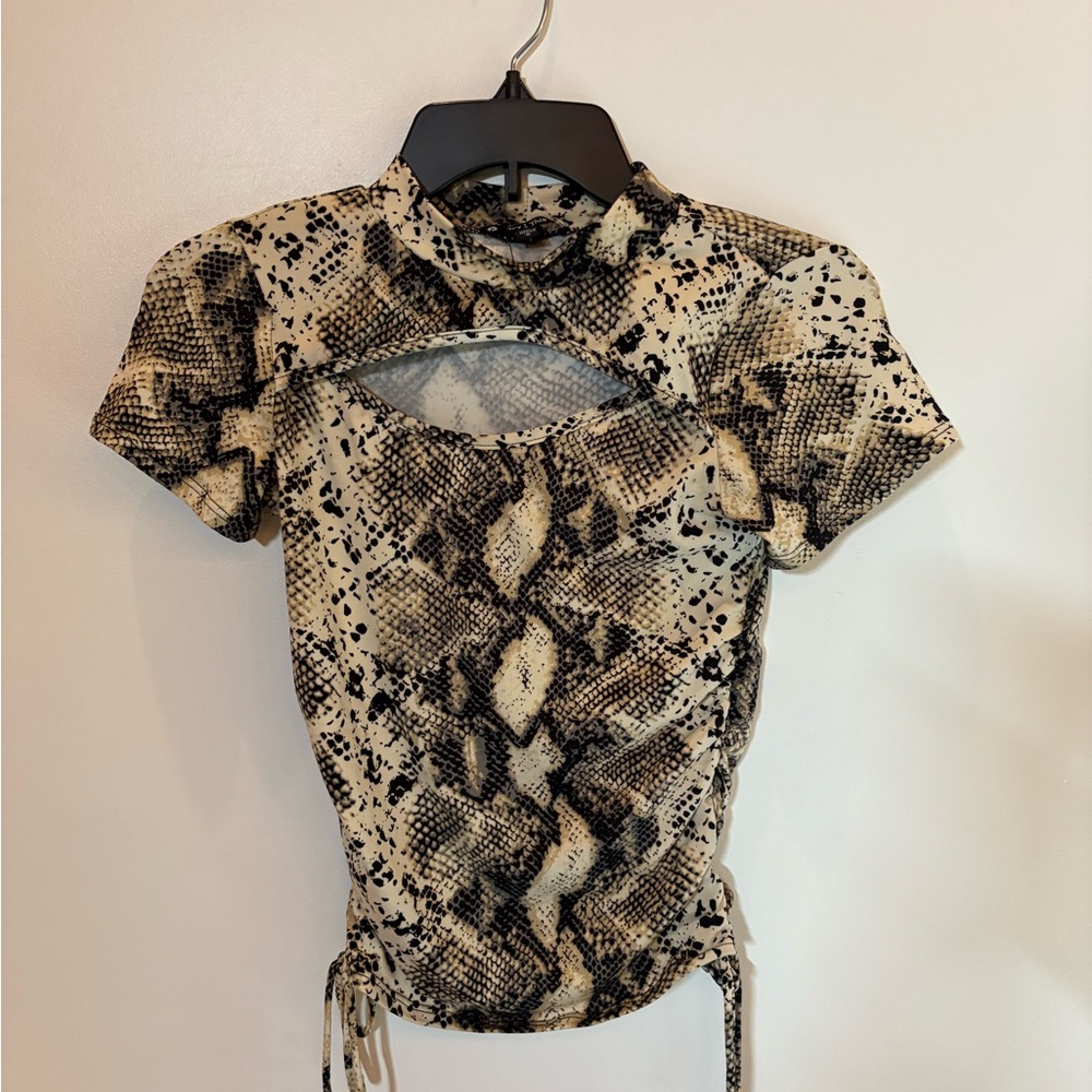 Snake Print Cutout Top